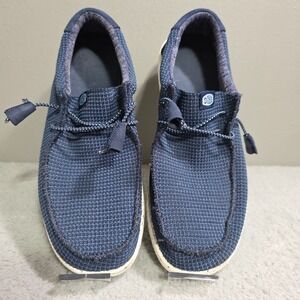 Hey Dude Wally Sport Mesh Navy Blue Suede Heel Size 11 Style# 40403-410